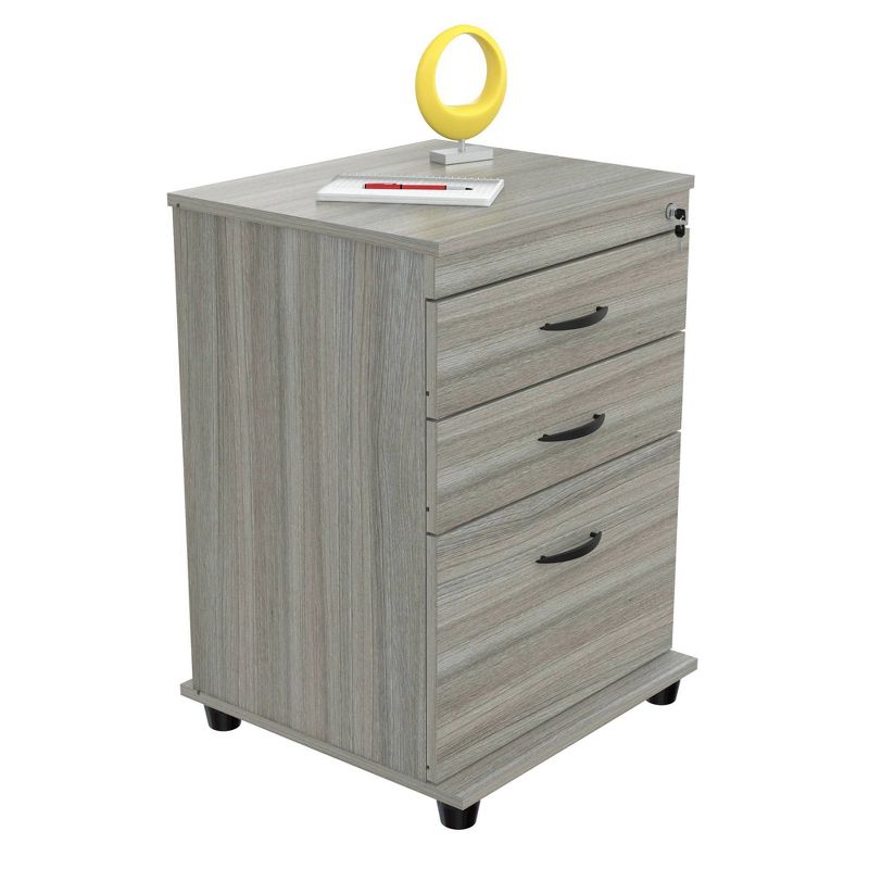 3 Drawer Locking File Cabinet Gray - Inval