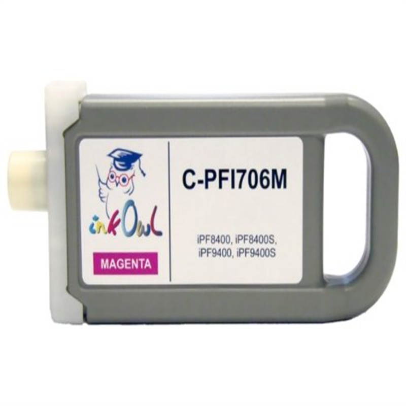 InkOwl Compatible Ink Cartridge Replacement for CANON PFI-706M (700ml, Magenta) for iPF8400, iPF8400S, iPF8400SE, iPF9400, iPF9400S printers