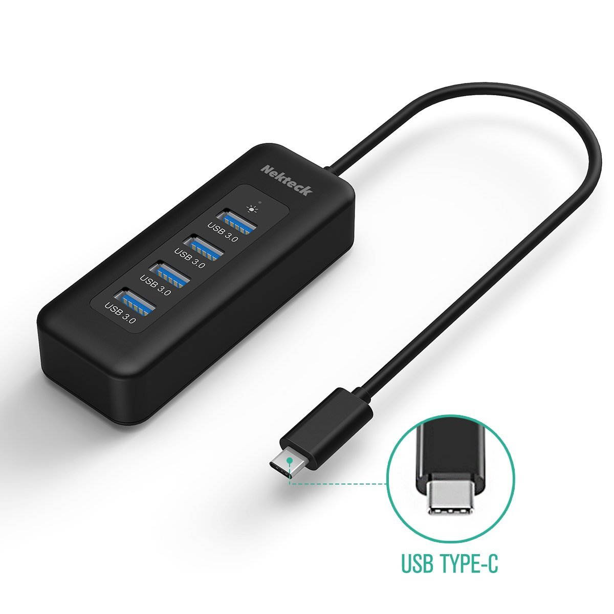 Nekteck USB Type-C to USB 3.0 Hub with 4 USB-A Ports Hub for New Macbook, ChromeBook Pixel, and More Laptops and PCs