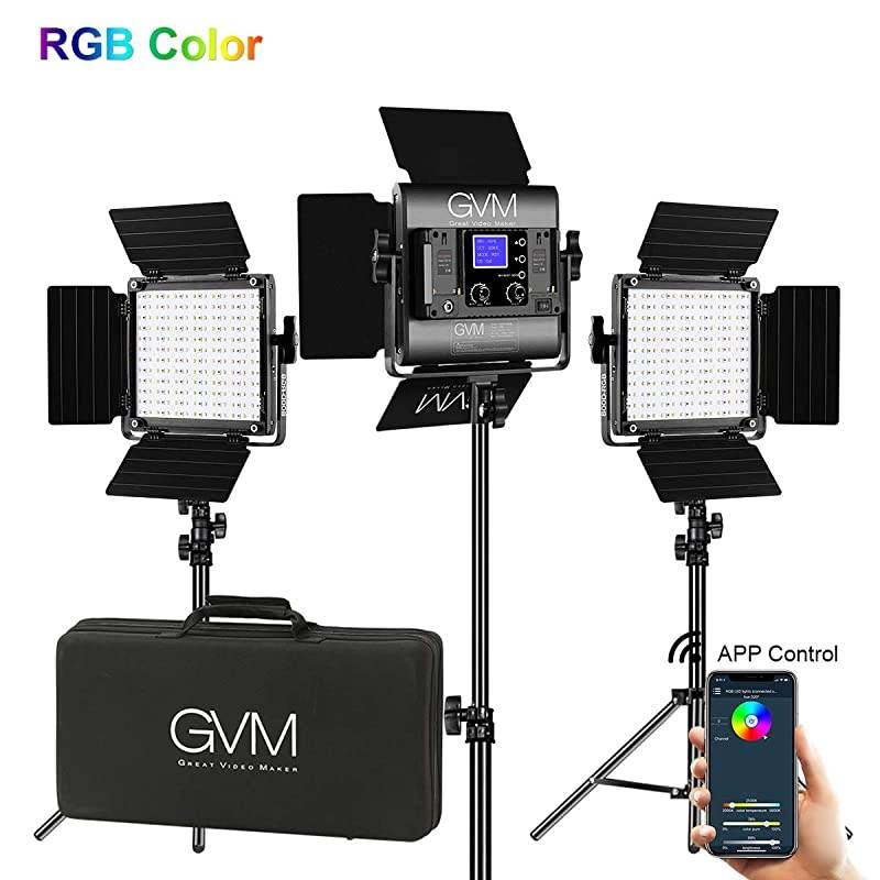 RGB LED Video Lighting Kit, 800D Studio Video Lights with APP Control, Video Lighting Kit for YouTube Photography Lighting, 3 Packs Led Light Panel, 3200K-5600K, 8 Kinds of The Scene Lights