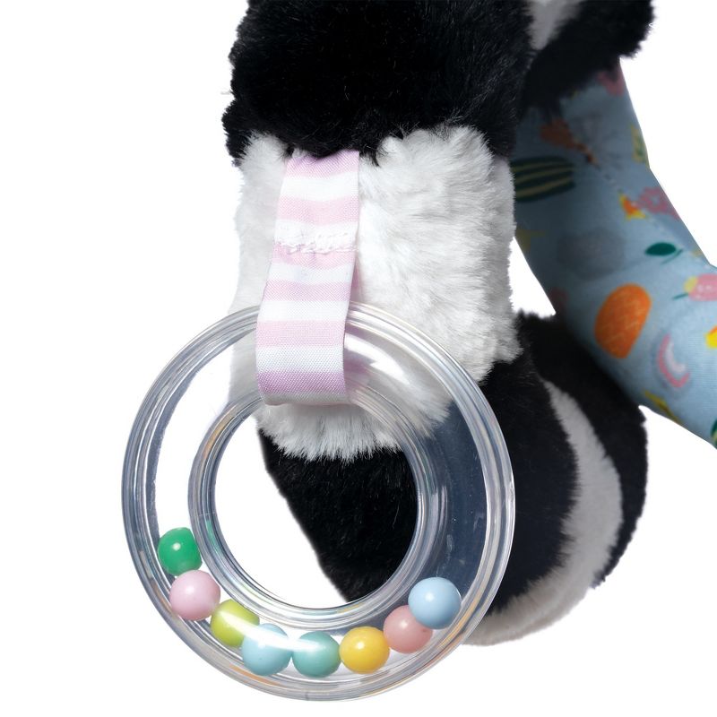 Manhattan Toy Lemur Baby Travel Spiral with Baby-safe Mirror, Elastic Pull Cord, Textured Teether and Ring Rattle