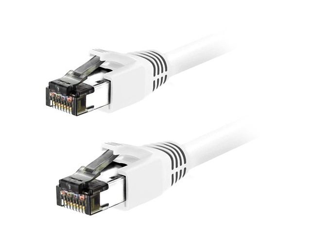 Cat 7 Ethernet Cable 100 ft LAN Cable Internet Network Cord for PS4, Xbox, Router, Modem, Gaming, White Flat Shielded 10 Gigabit RJ45 High Speed Computer Patch Wire.
