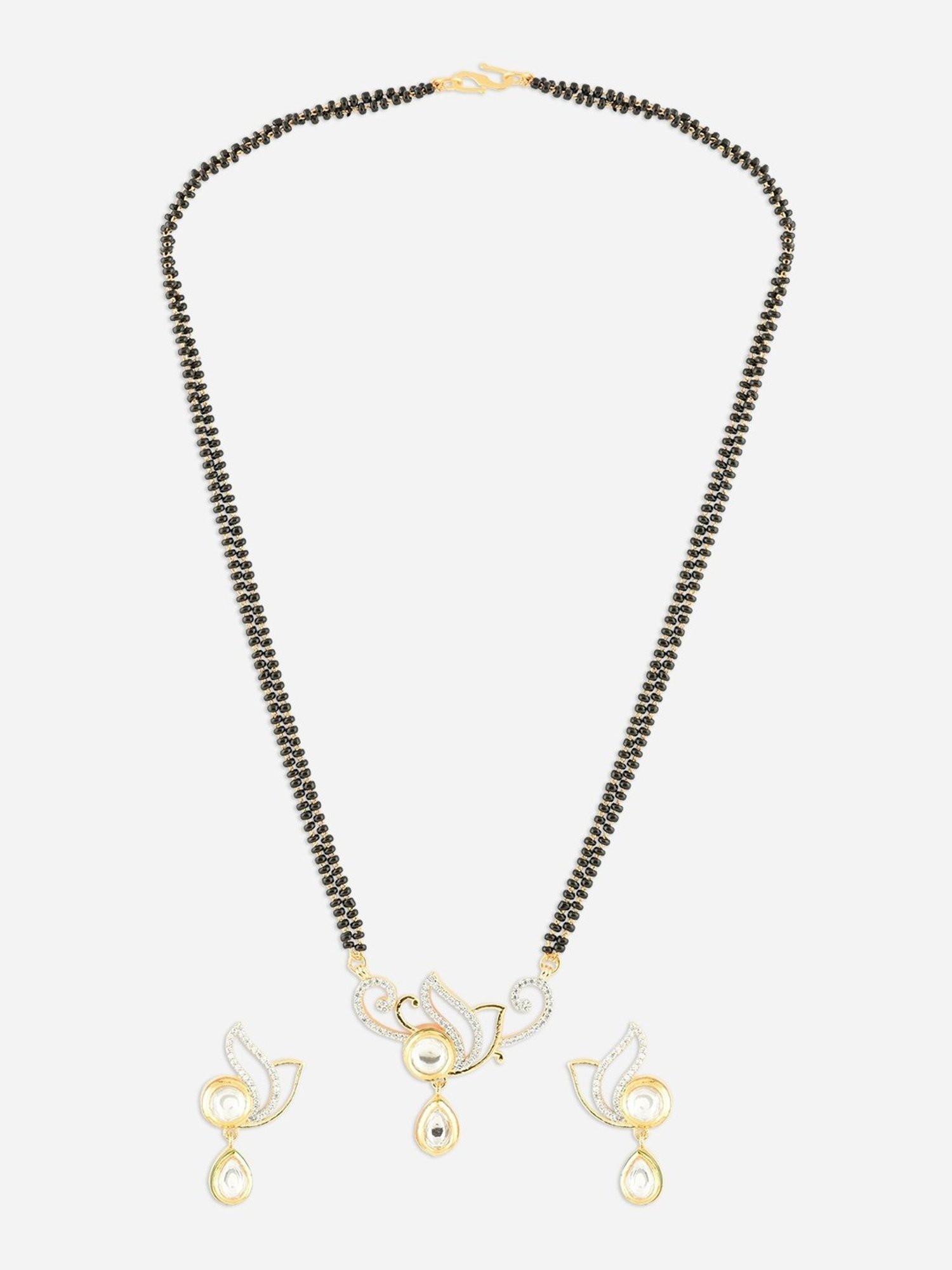 Fida Luxurious Gold-Plated Floral American Diamond Mangalsutra Set for Women