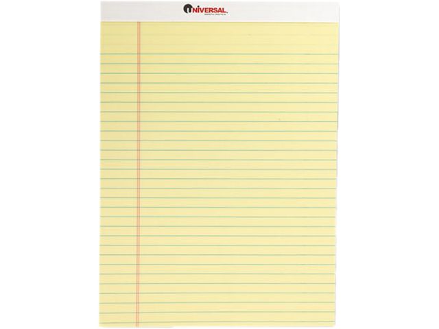 Perforated Edge Writing Pad, Legal/Margin Rule, Letter, Canary, 50-She