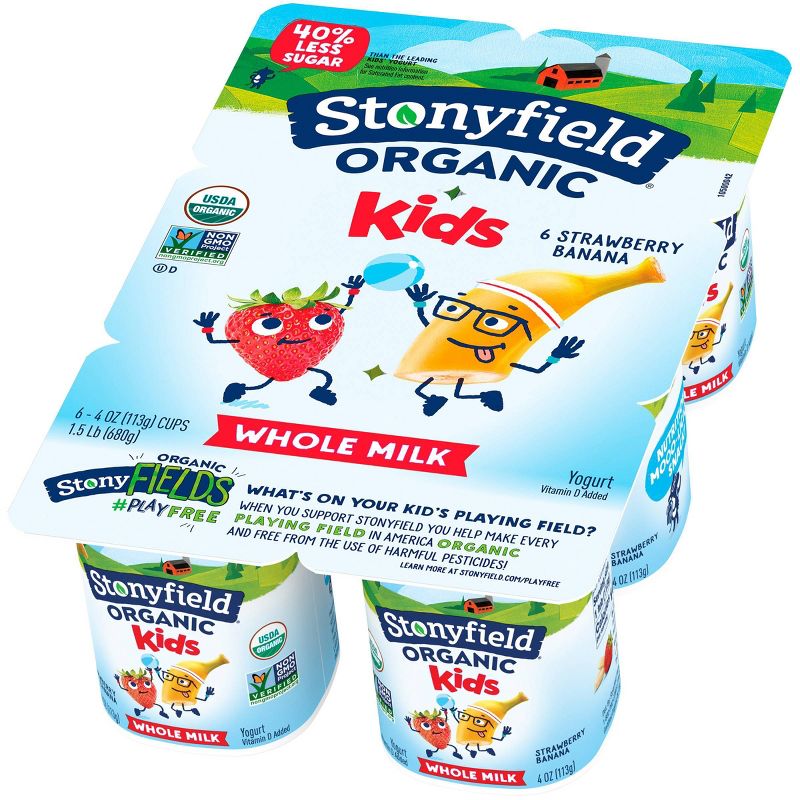 Stonyfield Organic Kids' Strawberry Banana Whole Milk Yogurt - 6ct/4oz Cups