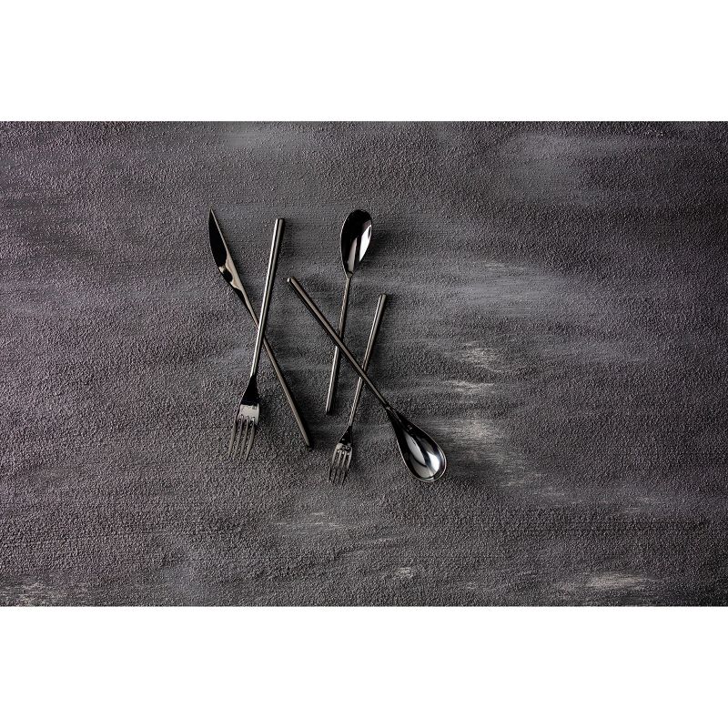 20pc Stainless Steel Dragonfly Silverware Set Black - Fortessa Tableware Solutions