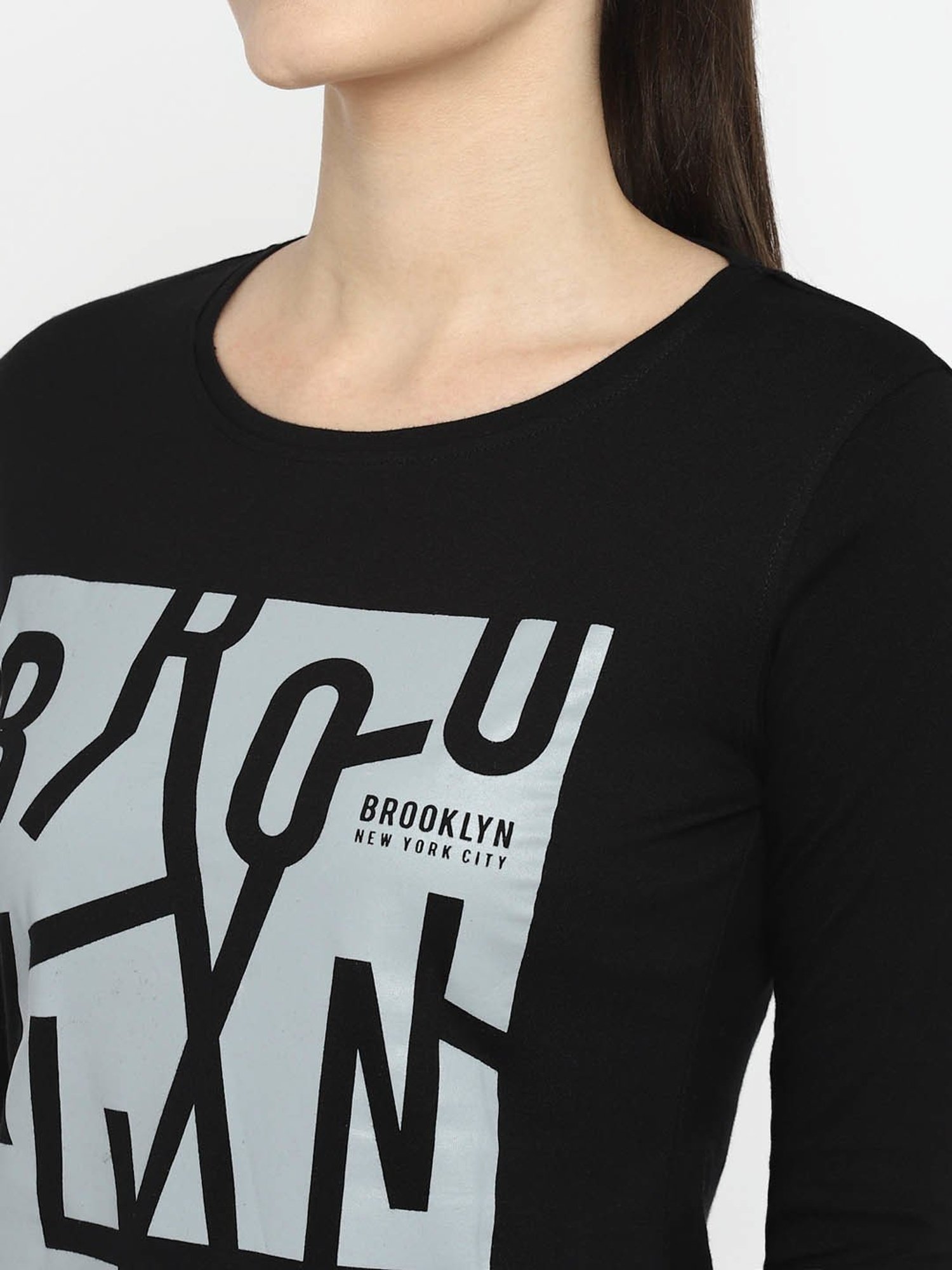 Appulse Black Printed Slim Fit Cotton T-Shirt