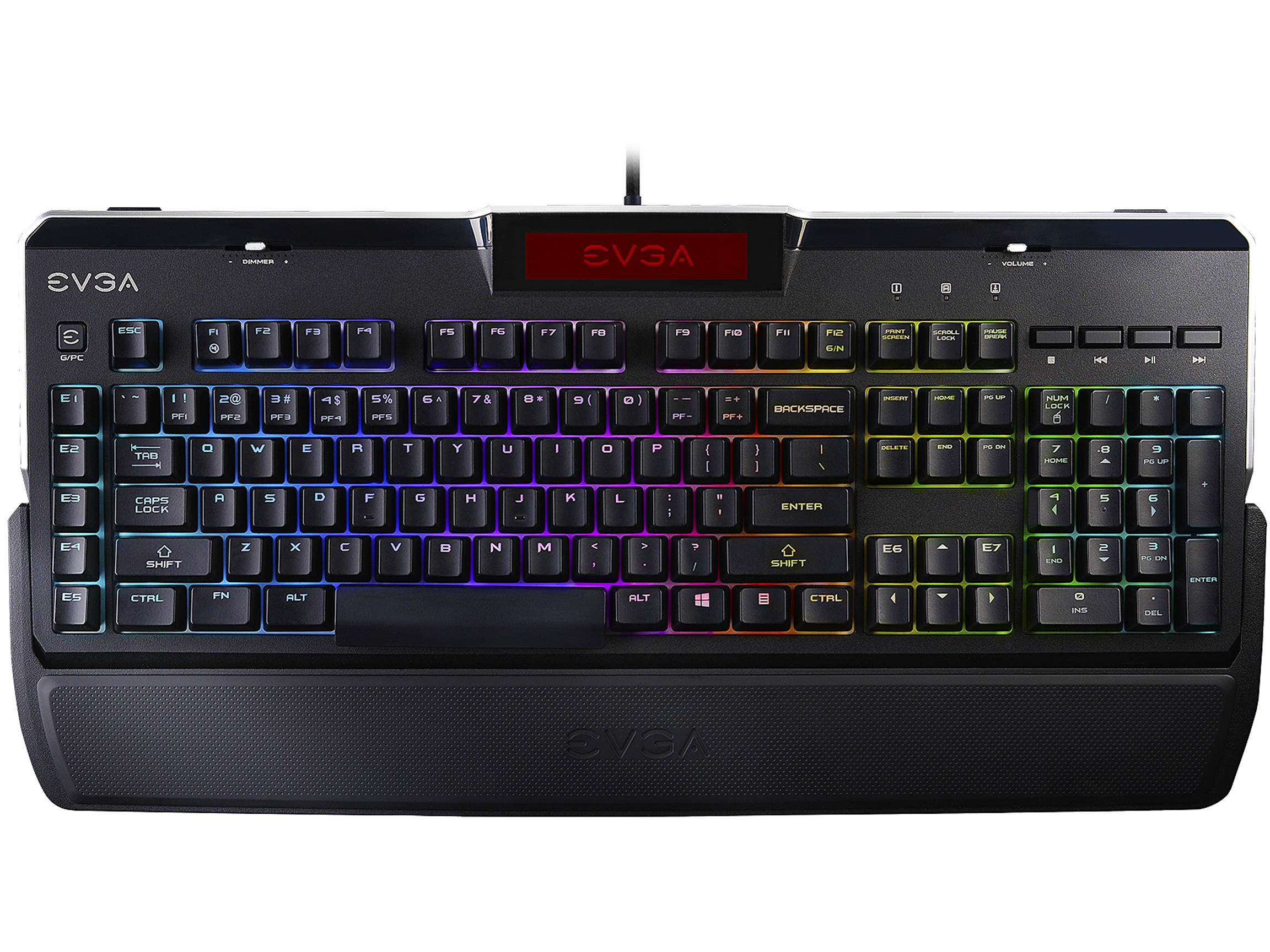 EVGA Z10 Gaming Keyboard, Red Backlit LED, Mechanical Blue Switches, Onboard LCD Display, Macro Gaming Keys