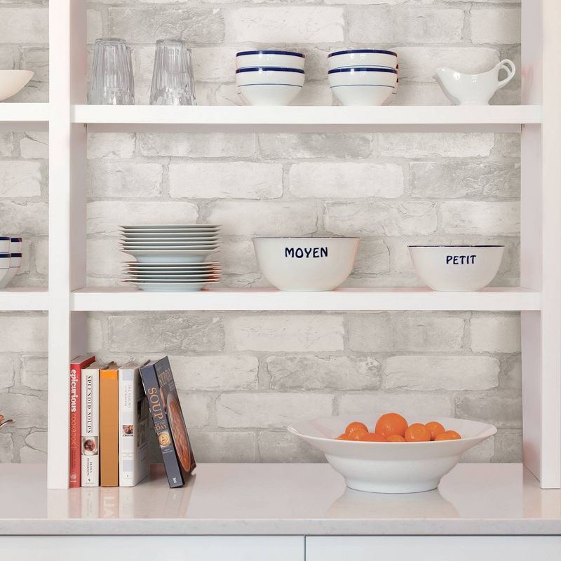 Brewster Loft Brick Peel & Stick Wallpaper White