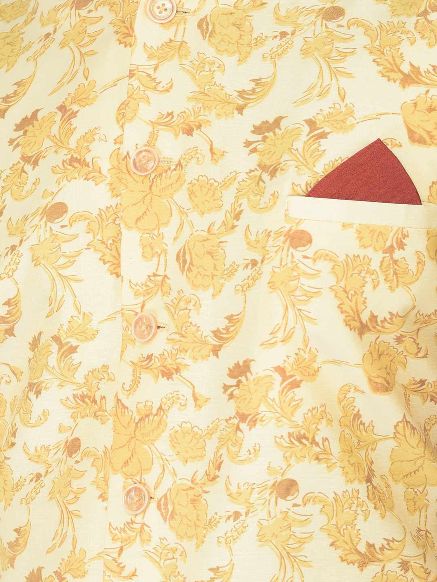 Deyann Maroon & Cream Cotton Regular Fit Printed Kurta Set With Jacket