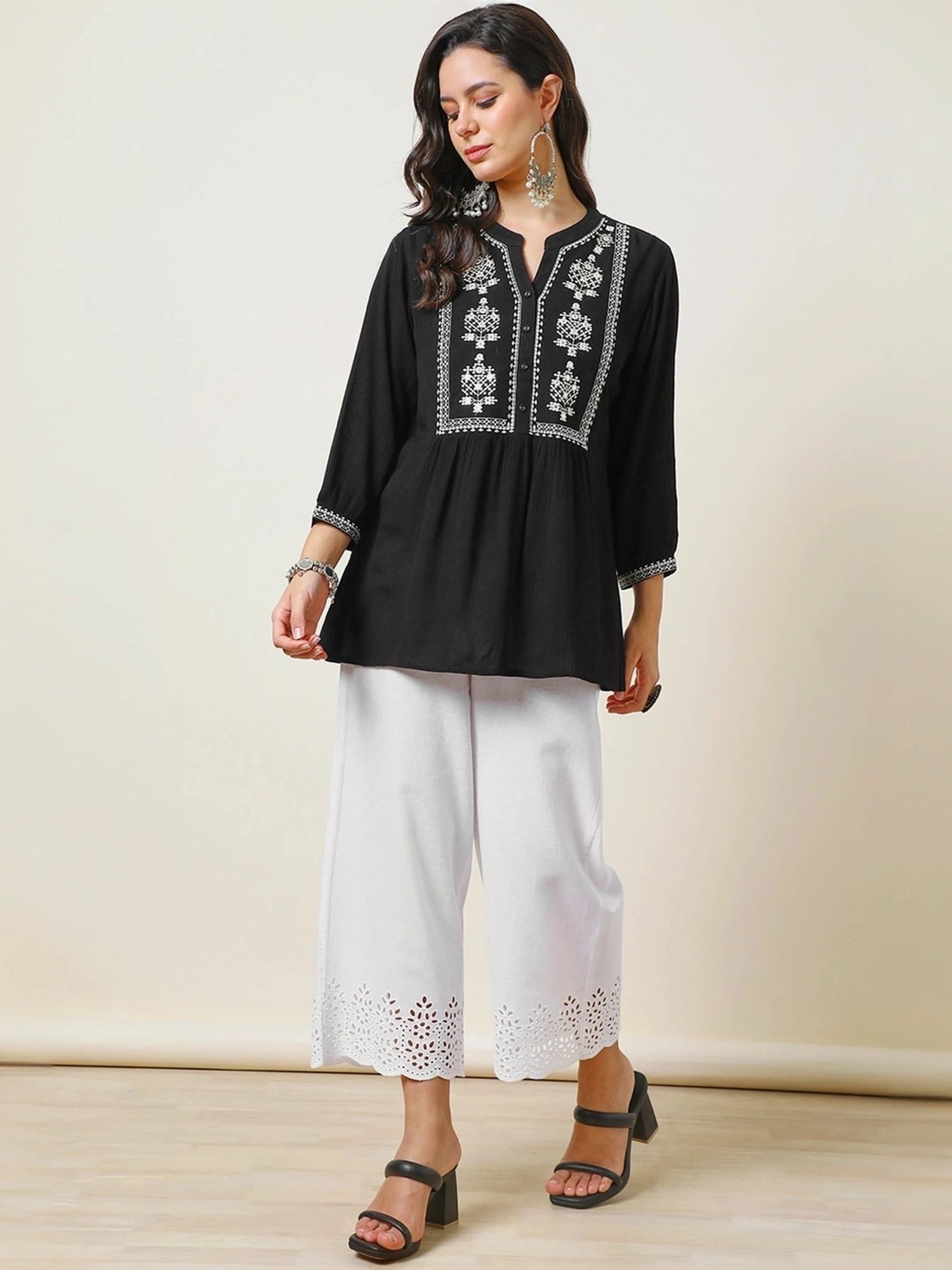 Soch Black Embroidered Top