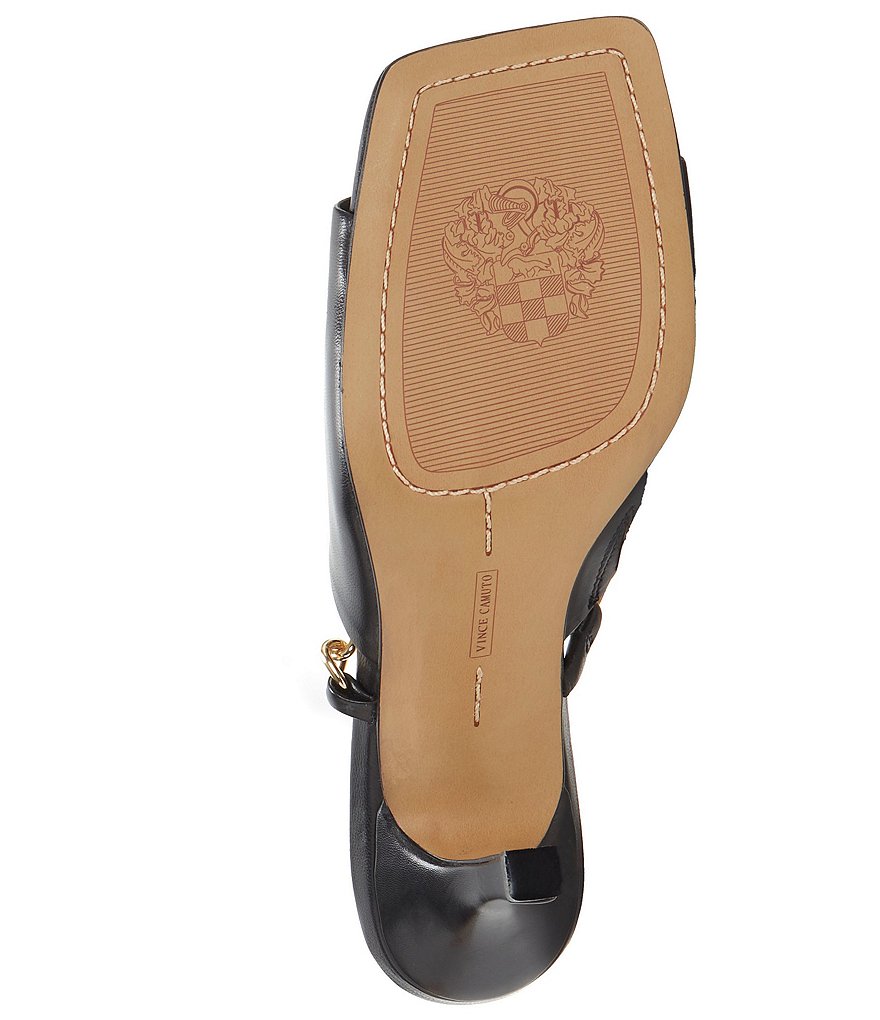 Vince Camuto Baminie Leather Square Toe Chain Detail Mules