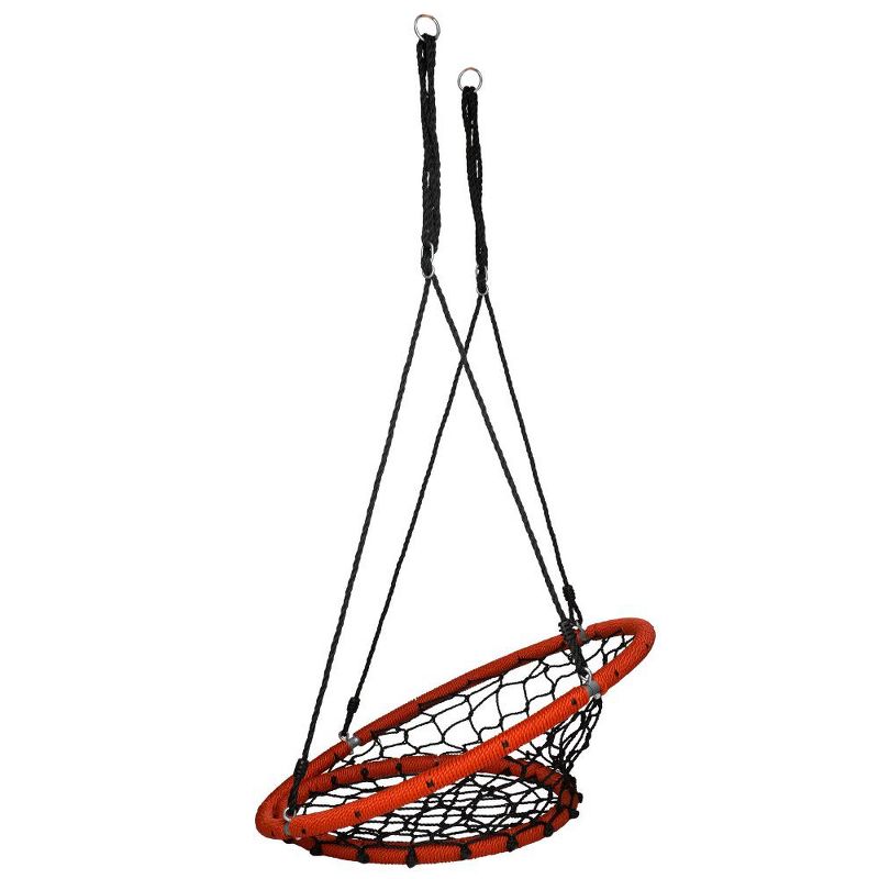 Swinging Monkey Giant 35 Inch 400 Pound Weight Capacity Family Friendly Webbed Outdoor Relaxing Round Chair Swing, Red