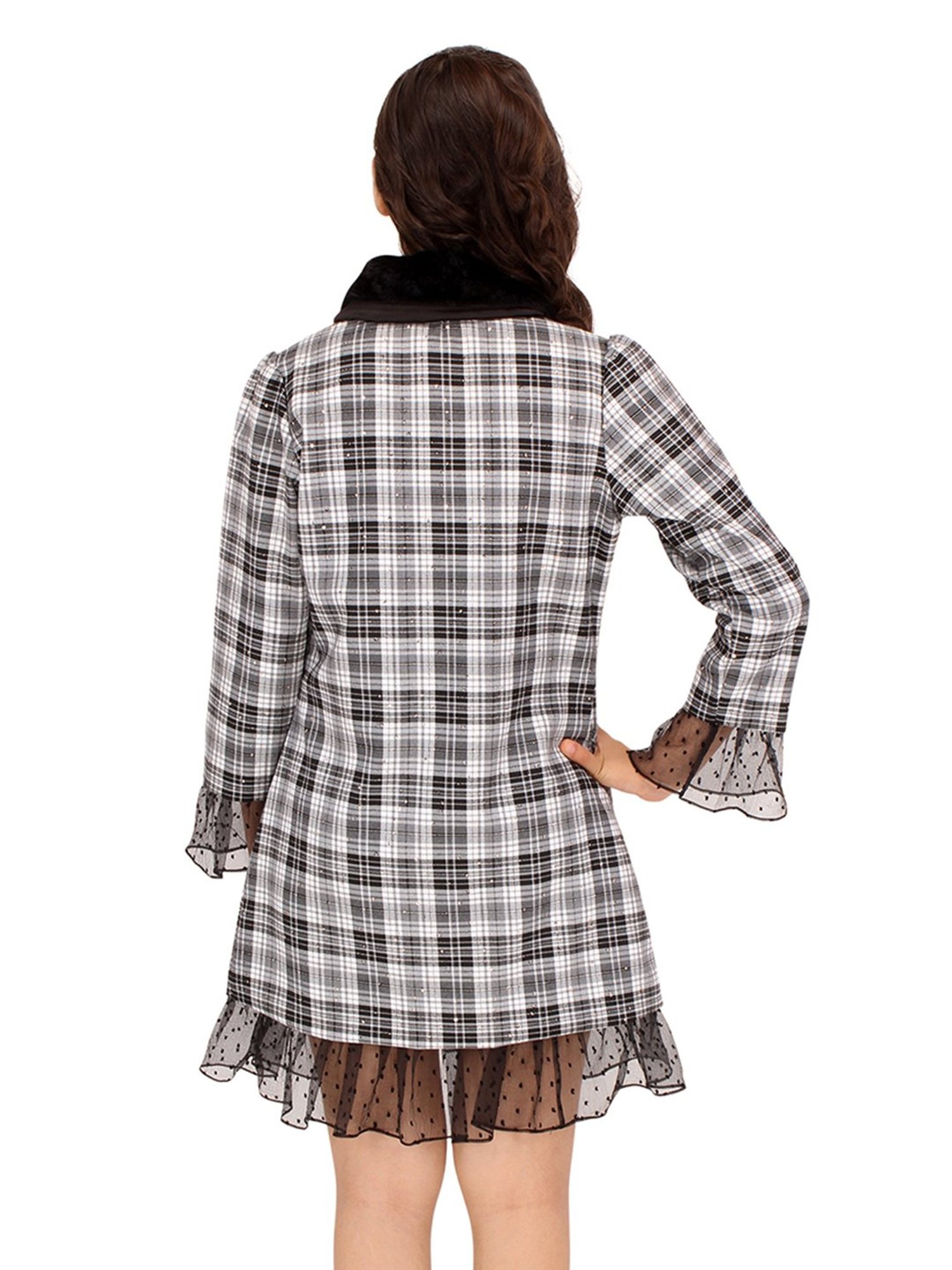 Cutecumber Kids Black Checks Full Sleeves Dress