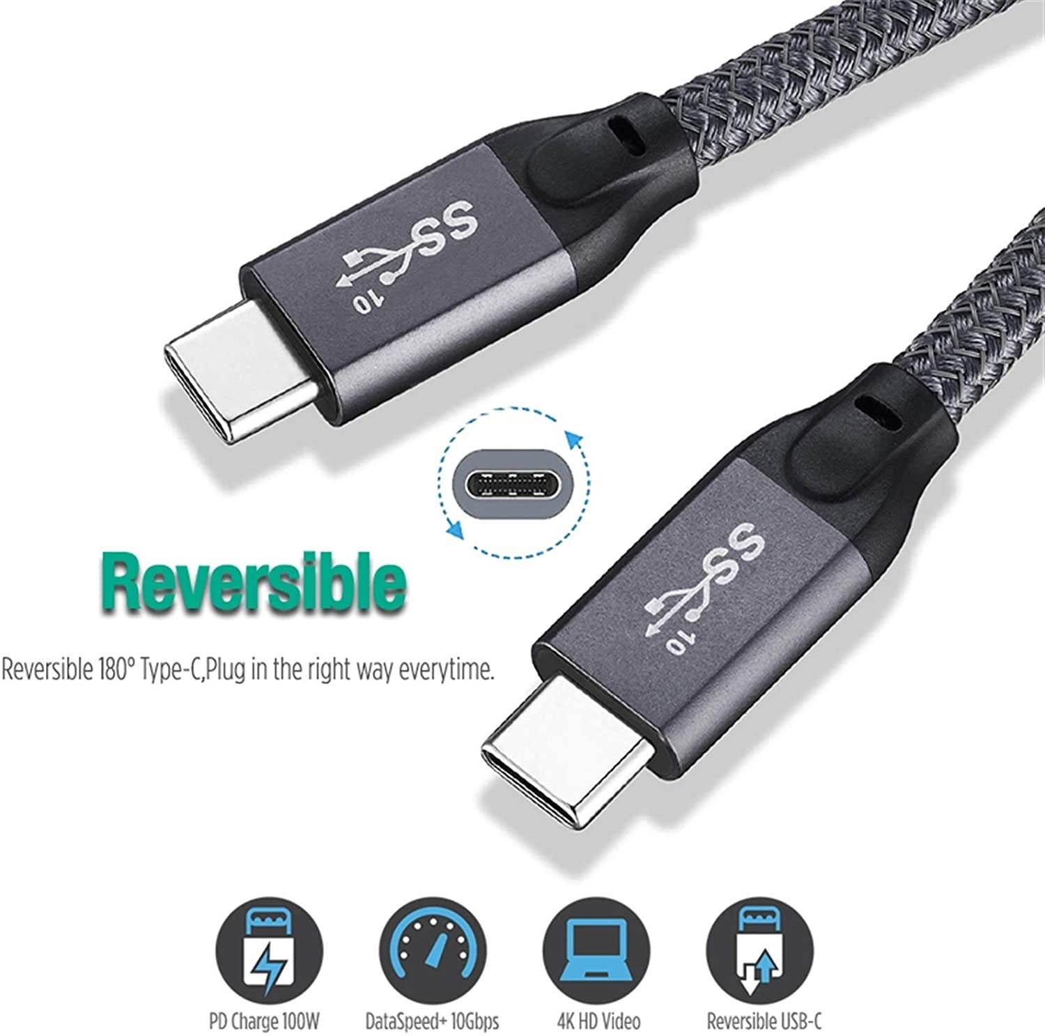 Thunderbolt 3 Cable (2M/6.6Ft) USB-C to USB-C 20 Gbps Data Transfer 100W 20V/5A Fast Charging Compatible with LaptopSmartphoneComputer (Size : 1M)