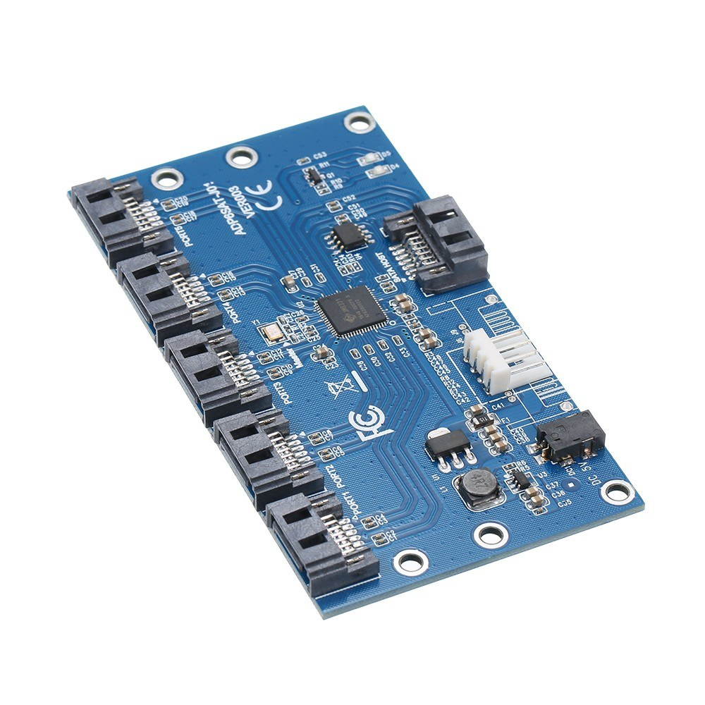 SATA Hard Disk Adapter Card 1 to 5 SATA Multiplier Riser Card Splitter JMB321 Chip