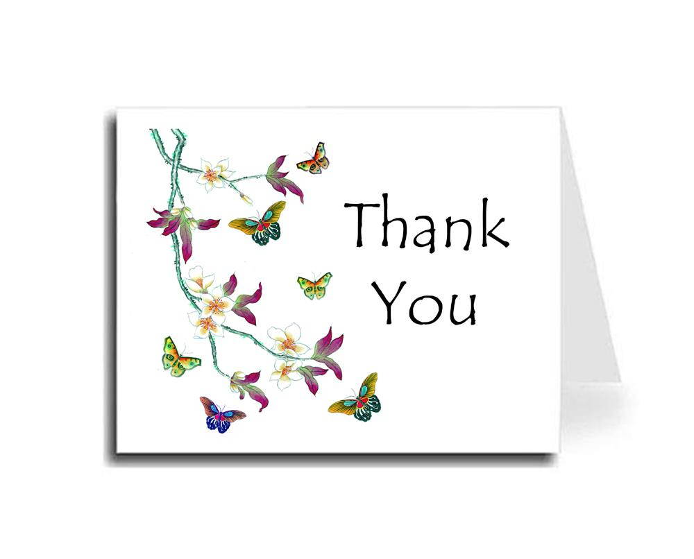 Artisan Decor Watercolor Butterflies Thank You Card Set of 10 (Tempus Sans ITC Font)