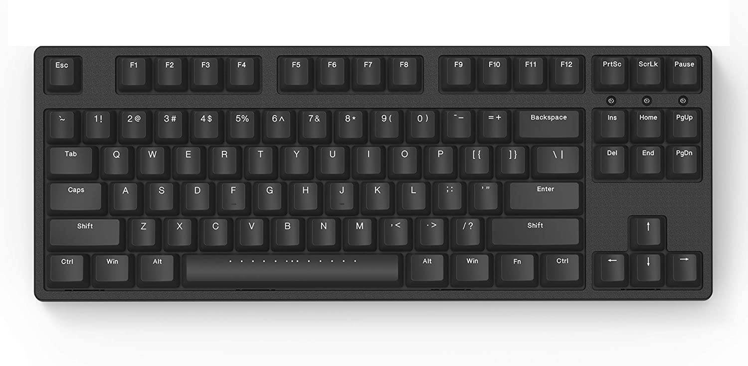iKBC W200 Wireless Mechanical Keyboard with Cherry MX Red Switch for Windows and Mac OS, Enables Media Key and LED Indicator (2.4G Dongle, USB 2.0, PBT Double Shot 87 Keycaps, Black Color, ANSI/US)