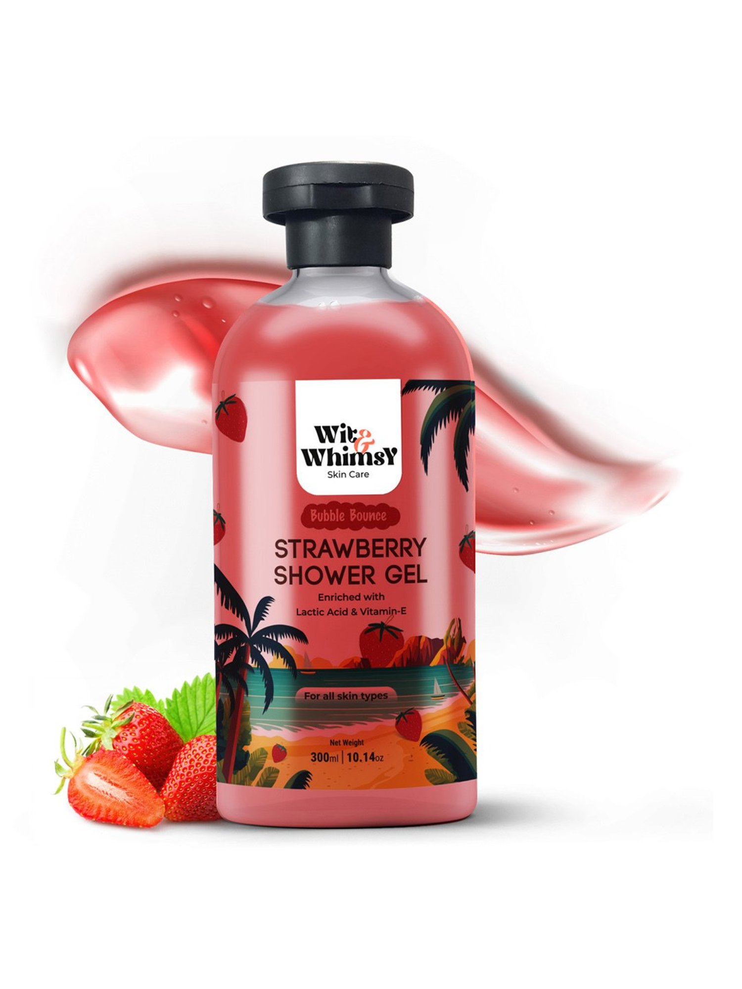 Wit & Whimsy Bubble Bounce Strawberry Shower Gel - 300 ml