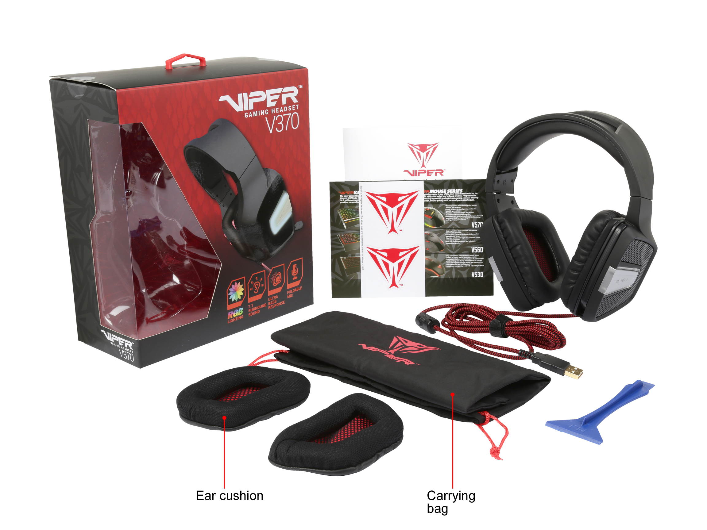 Patriot Viper Gaming V370 High Definition 7.1 Virtual Surround Gaming Headset Full RGB Colors
