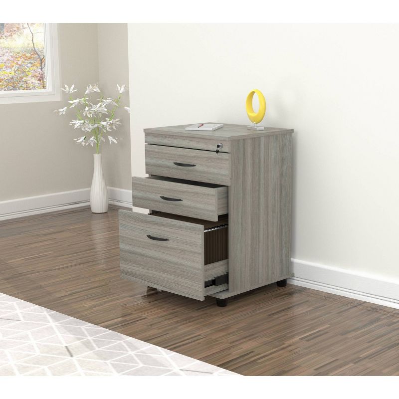 3 Drawer Locking File Cabinet Gray - Inval