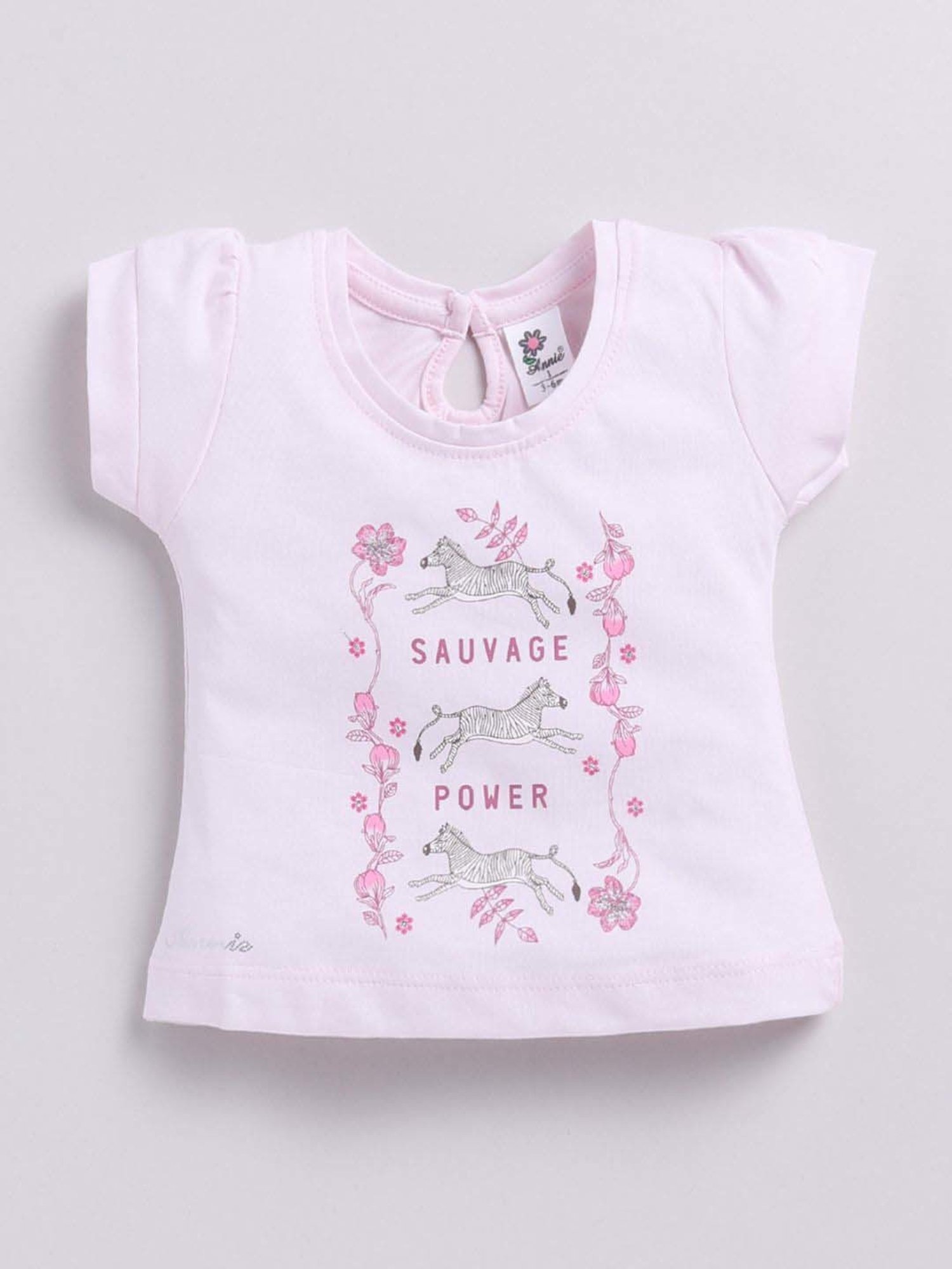 ANNIE Girls Purple Cotton Printed Top & Short sets