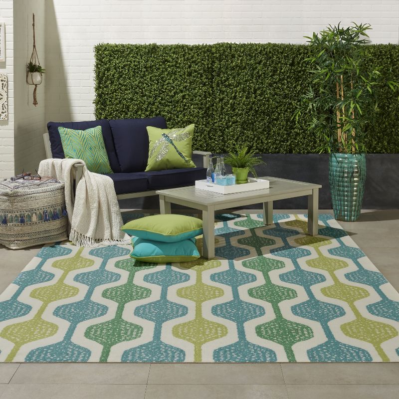 7'9"x10'10" Rectangle Indoor and Outdoor Area Rug Blue - Waverly