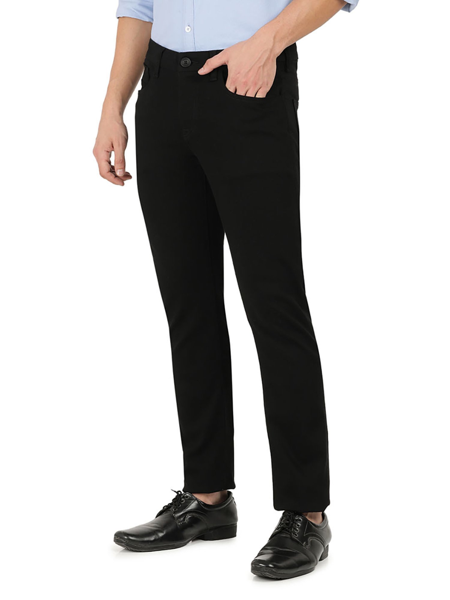 EVERBLUE Black Midrise Five Pocket Trousers