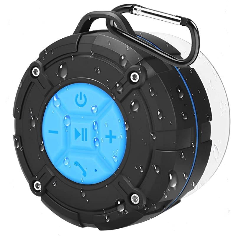IPX7 Shower Speaker Bluetooth Waterproof 8H Playtime,  Portable Wireless Outdoor Speaker with Suction Cup & Carabiner-Bass HD Sound-Built in Mic- Bluetooth Speaker For Bathroom,Pool,Beach,Cycling