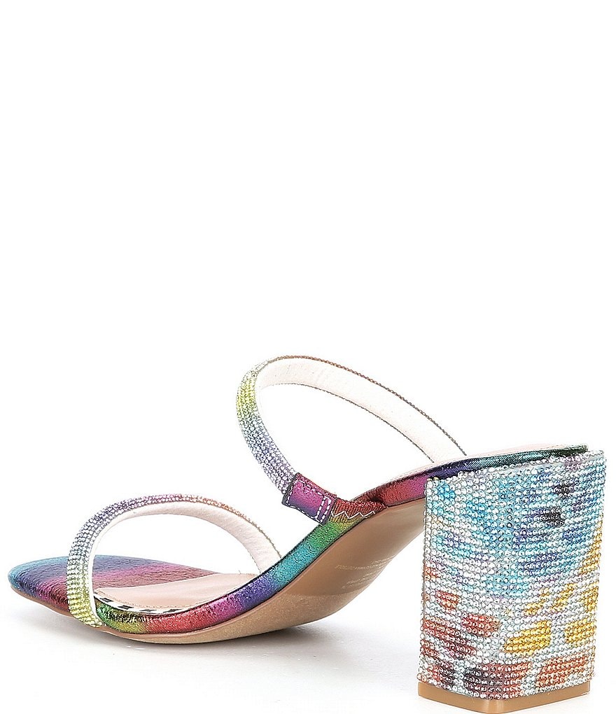 Betsey Johnson Lanee Rainbow Rhinestone Banded Sandals