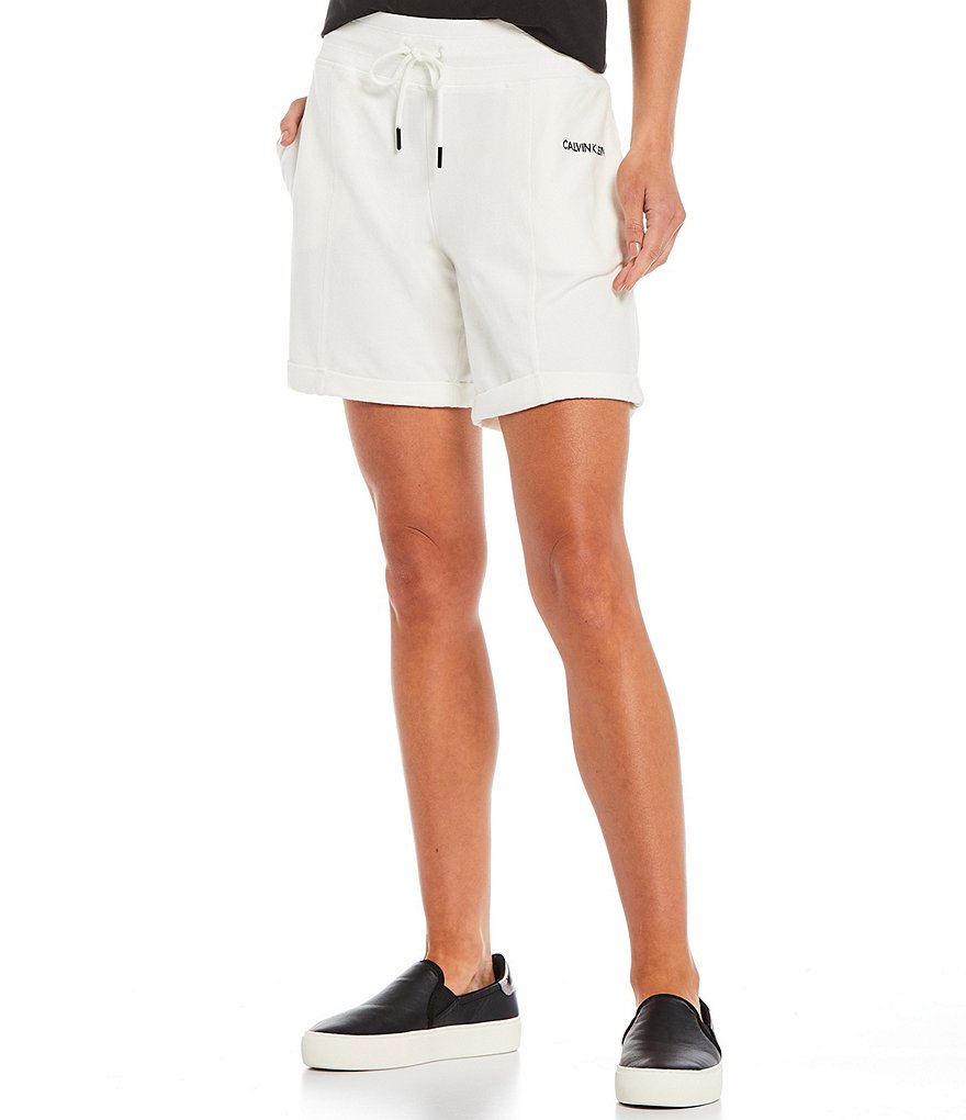 Marc New York Paperbag Waist Sueded Jersey Drawstring Shorts