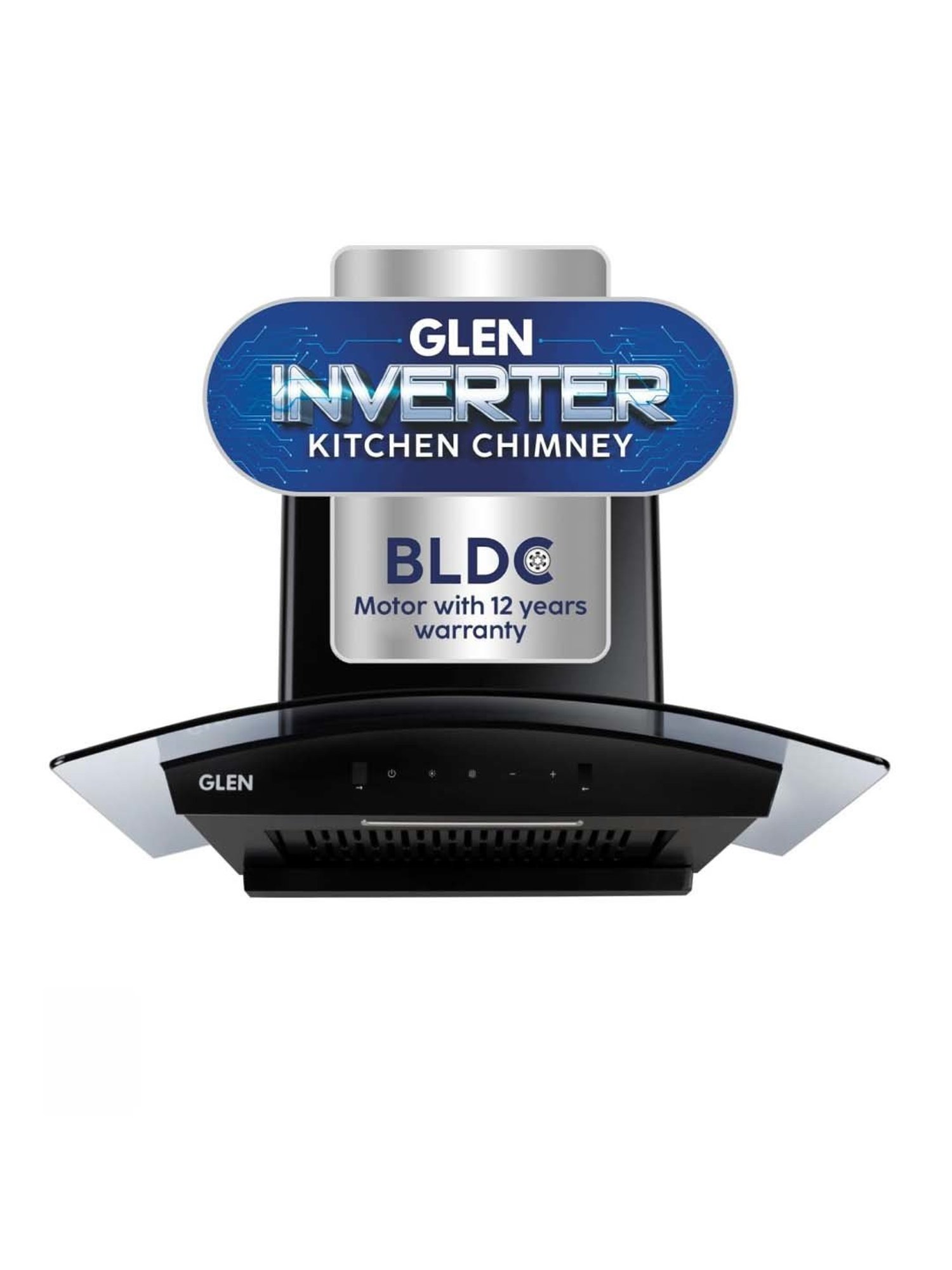 Glen CH6071BLDCBLAC60 1200CMH 60cm Wall Mounted Chimney (Black)