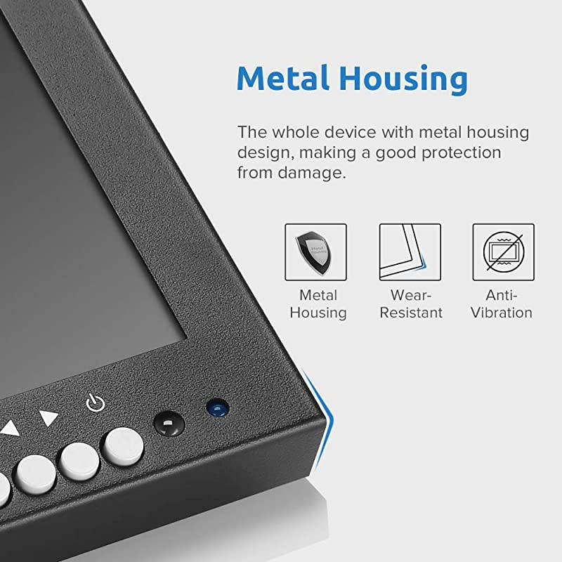 12 inch Small HDMI CCTV Monitor 1366x768 IPS Metal Housing LED Screen WWall BracketampRemote Control with HDMIVGAAVBNC Input Builtin Speakers for PC Security Camera Raspberry Pi
