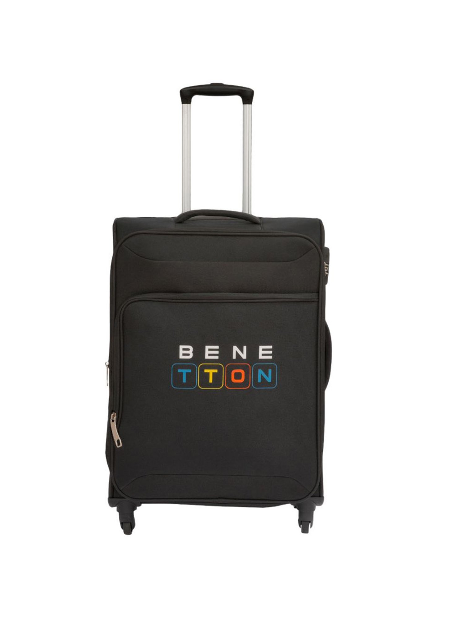 United Colors Of Benetton Macau Black Printed Soft Medium Trolley Bag - 68 Cms