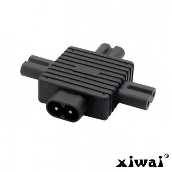 Xiwai IEC 320 Figure 8 C8 Male to 3X Female C7 Splitter Power Adapter for Power Supply 1 in 3 out