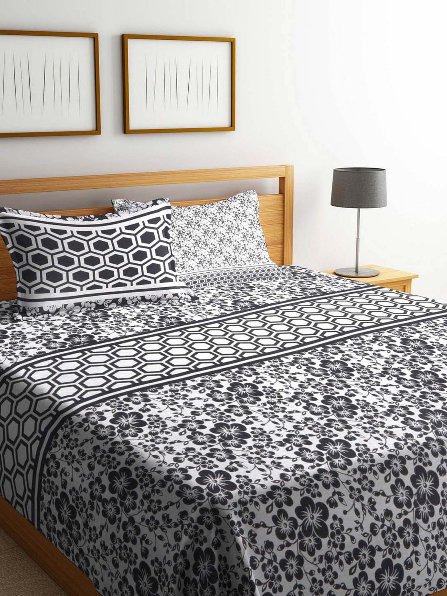 Romee Black 180 TC Bed Sheet Set