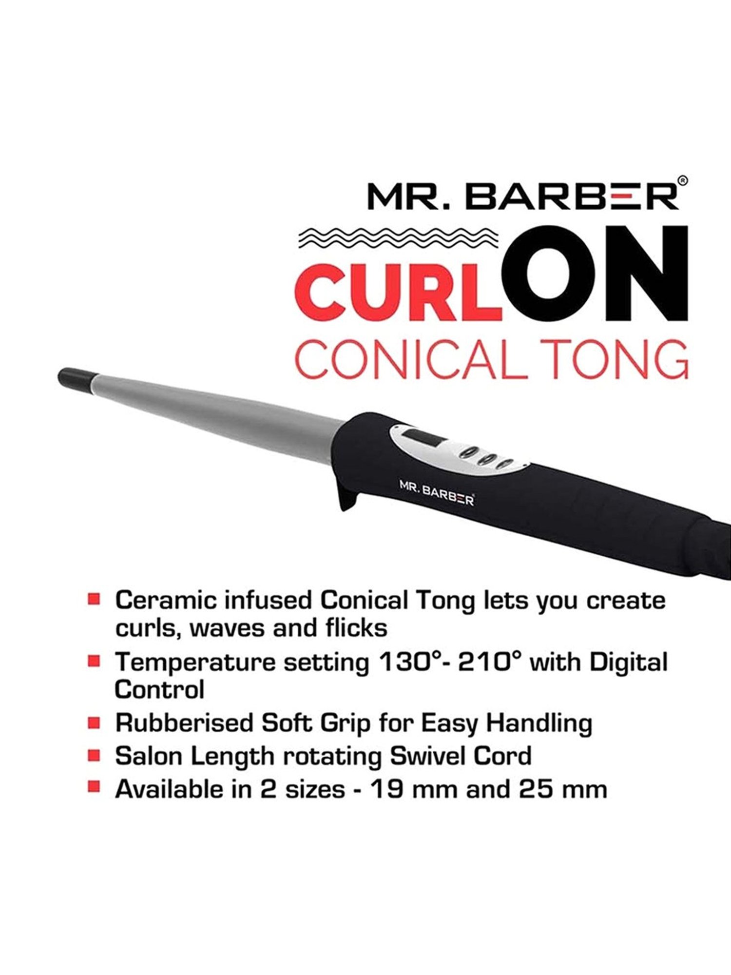 Mr. Barber Curl On CN-19 Conical Tong (Black)
