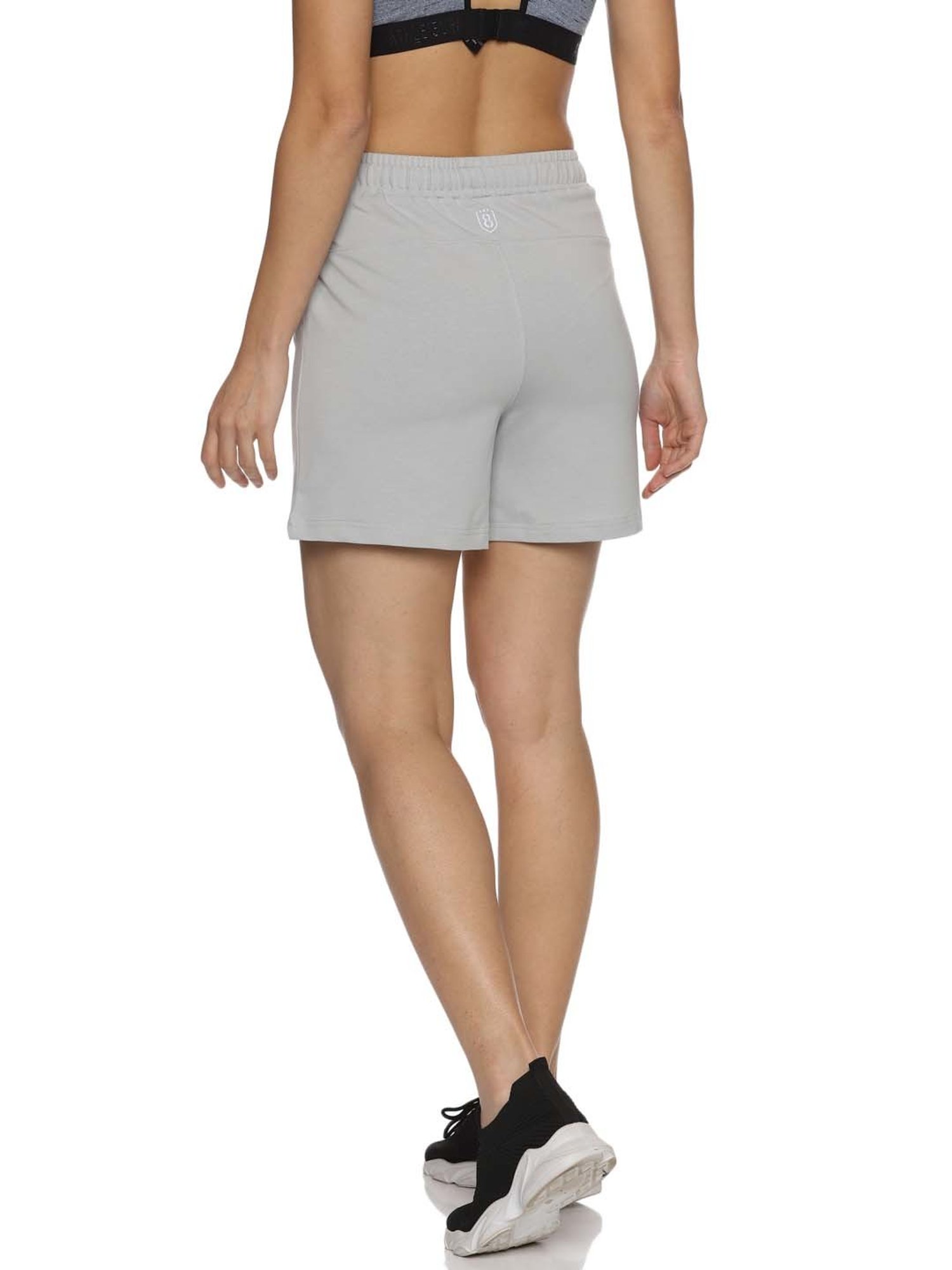 Domin8 Women Solid Training Shorts With Elasticated Drawstring Waist & Zipper Pockets