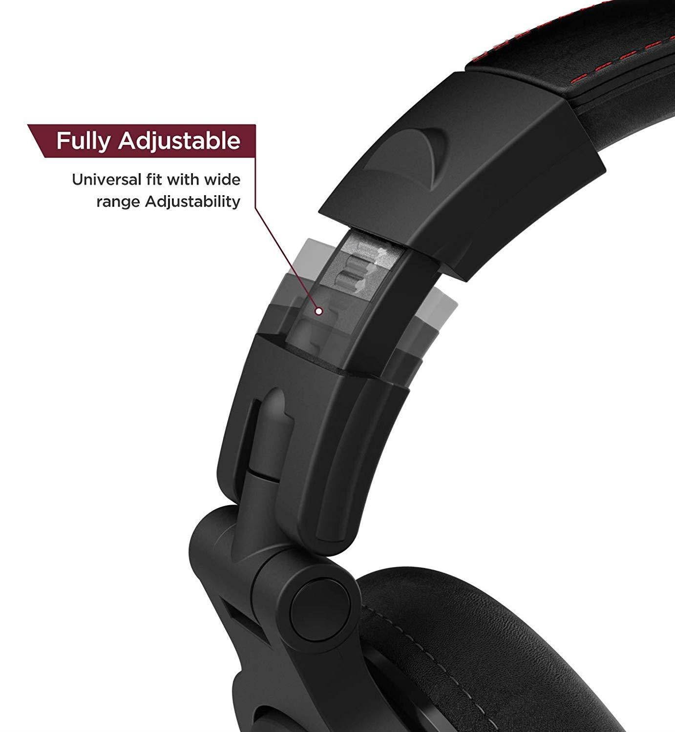 Thore Over Ear iPhone Headphones with Lightning Connector (Apple MFi Certified) &ndash; Closed Back Studio DJ Monitor Earphones (50mm Neodymium Drivers) (V200 Black/Red)