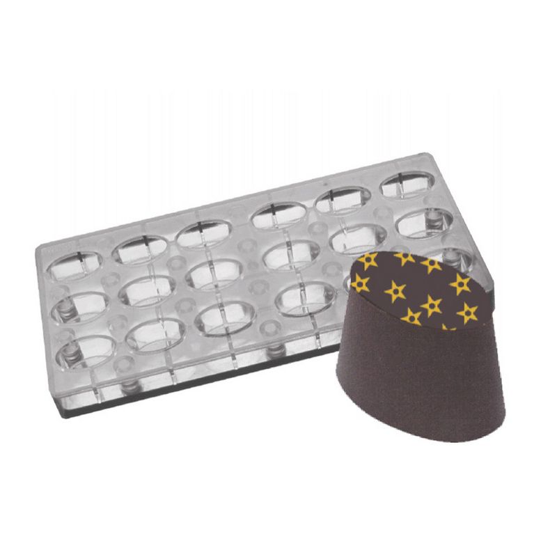 Fat Daddio's Angled Oval Magnetic Candy and Chocolate Plastic Mold, 18 Cavities