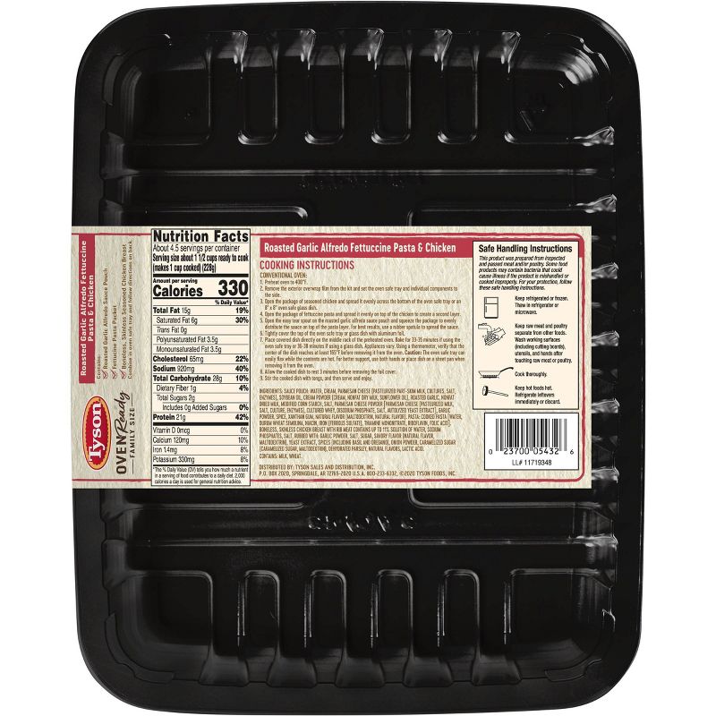 Tyson Oven Ready Family Size Roasted Garlic Chicken Alfredo and Fettuccine Pasta Kit - 38oz