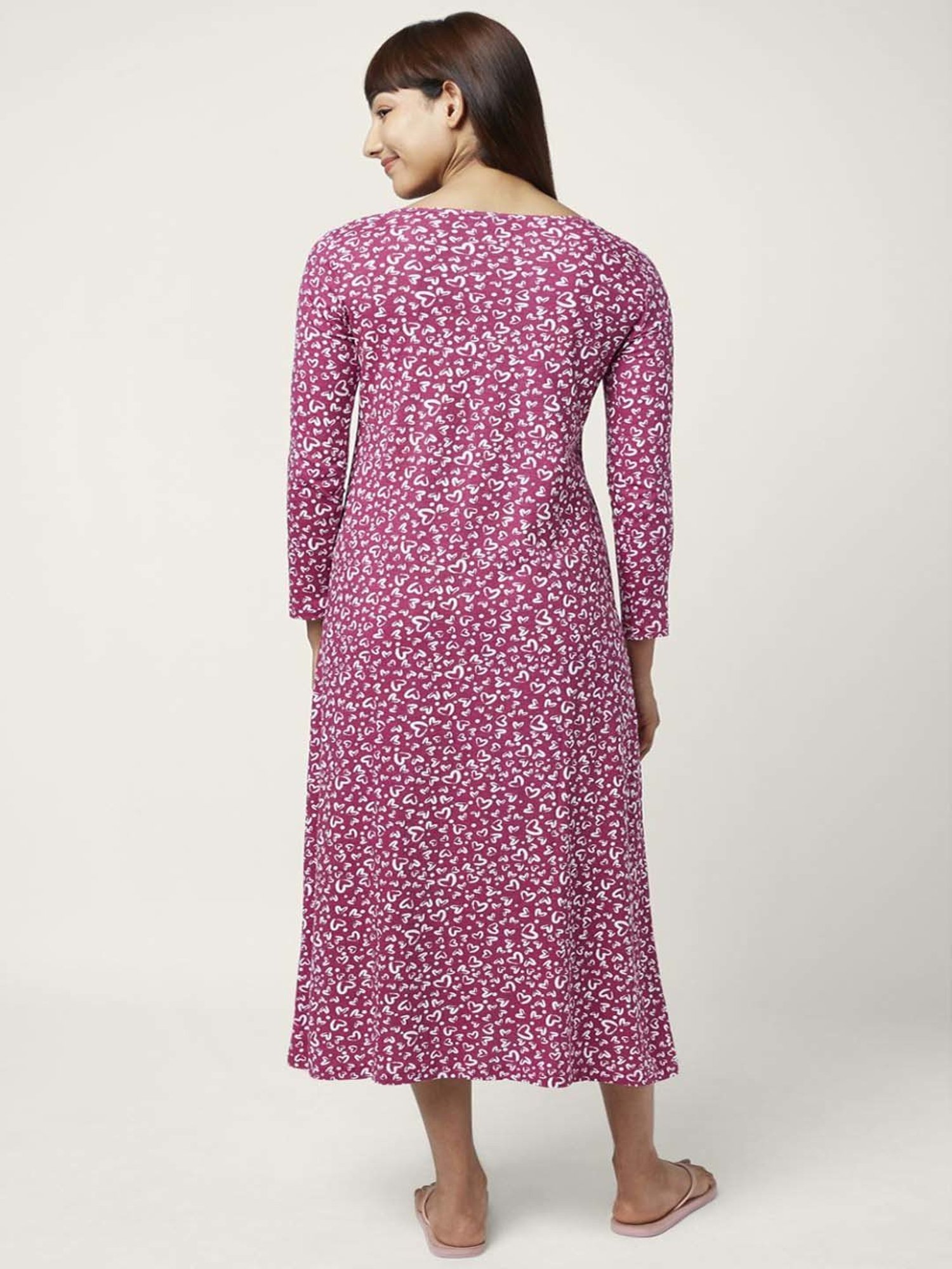 Dreamz by Pantaloons Pink Cotton Printed Nighty