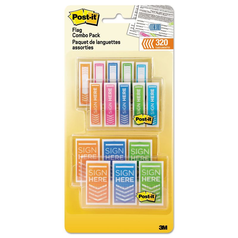 Post-it Flags Combo Pack 1/2" and 1" Assorted Bright Colors 320/Pack 680SH4VAOTG