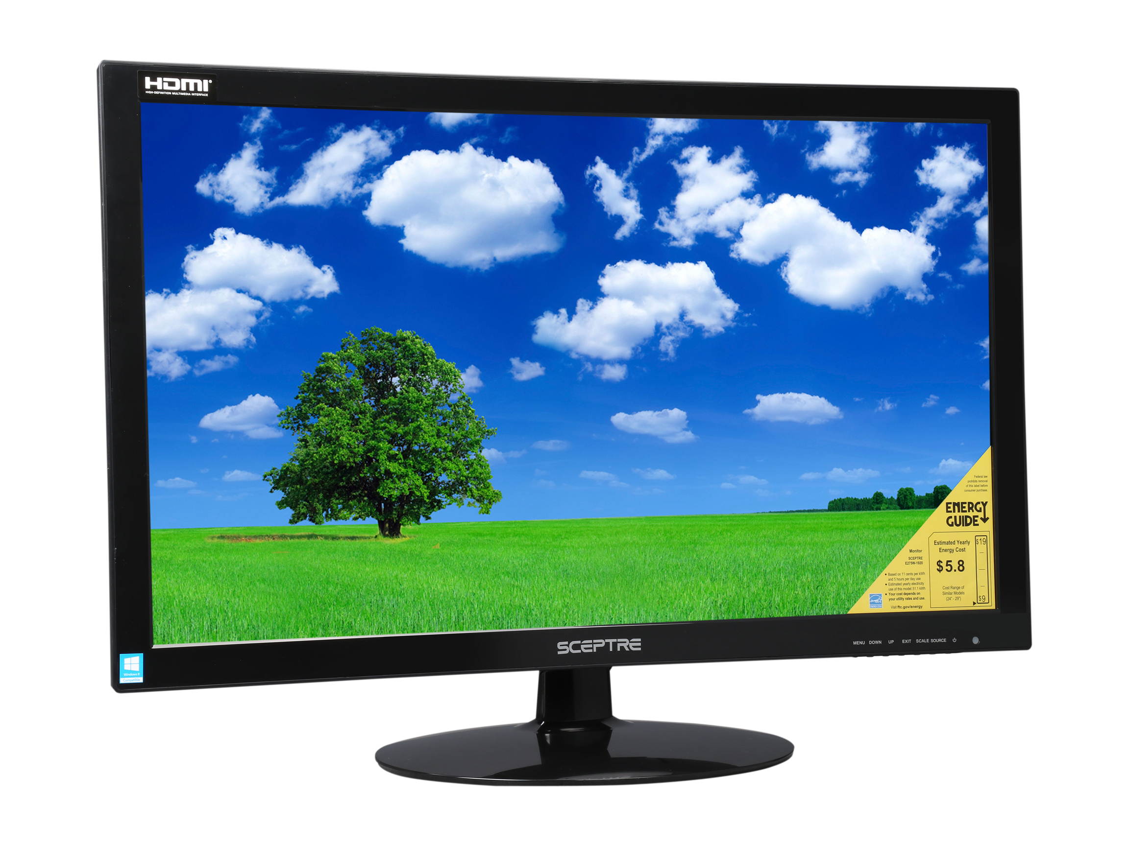 Sceptre E205W-1600 20" 1600 x 900 HD+ Resolution 75Hz 5ms 2xHDMI VGA Built-in Speakers Ultra Thin LED Backlit LCD Monitor