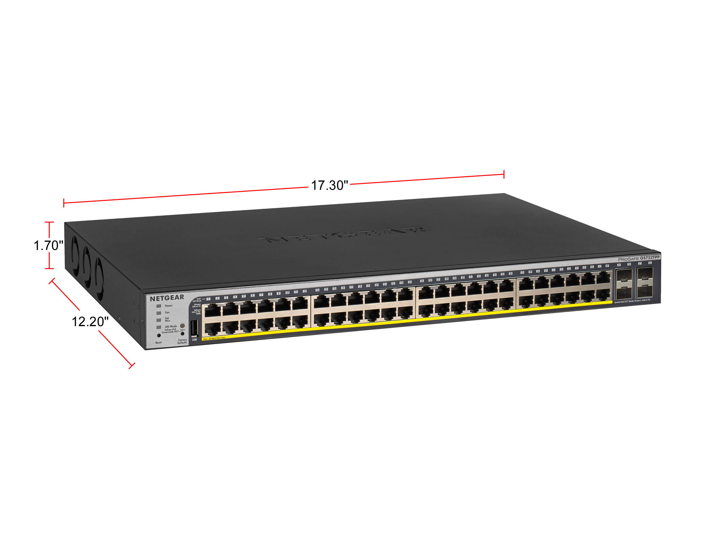 NETGEAR 28-Port PoE Gigabit/10G Stackable Smart Switch (GS728TXP) - Managed with 24 x PoE+ @ 195W, 2 x 10G Copper and 2 x 10G SFP+, Desktop/Rackmount, and ProSAFE Lifetime Protection