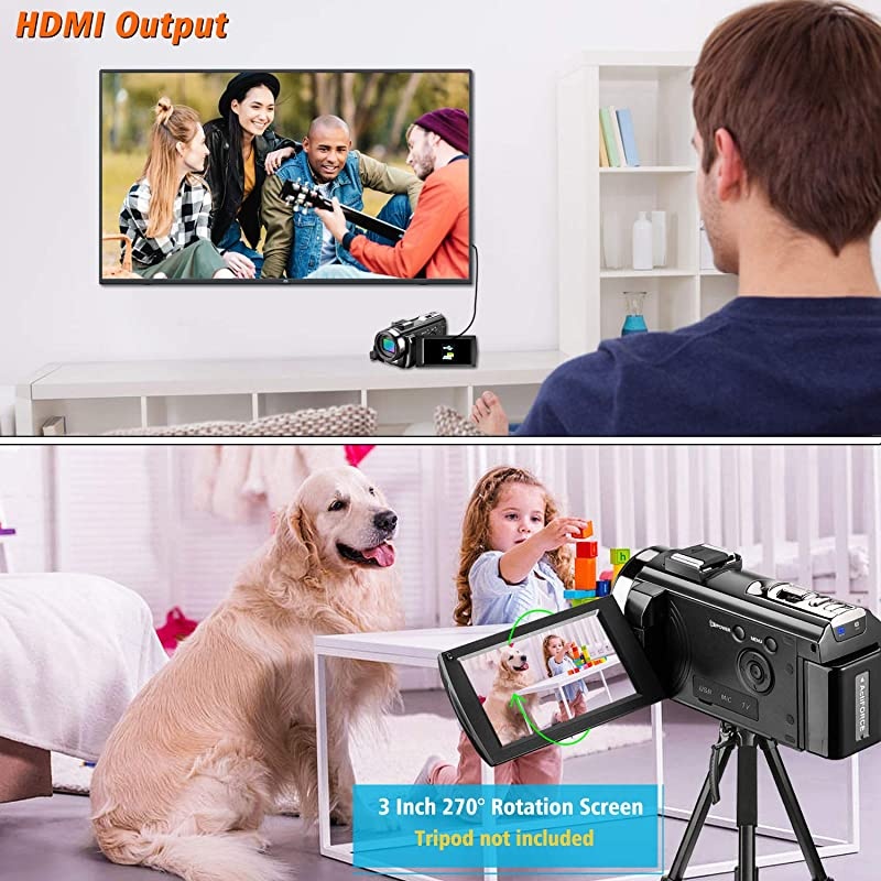 Video Camera Camcorder for YouTube  Digital Vlogging Camera FHD 1080P 30FPS 24MP 16X Digital Zoom 30 Inch 270&deg; Rotation Screen Video Recorder with Microphone Remote Control 2 Batteries