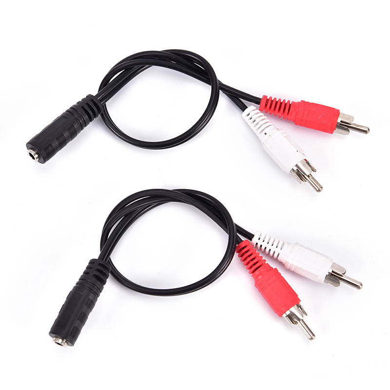 2-RCA Male Plug to 3.5mm Female Aux Audio Headphone Jack Converter Adapter Cable