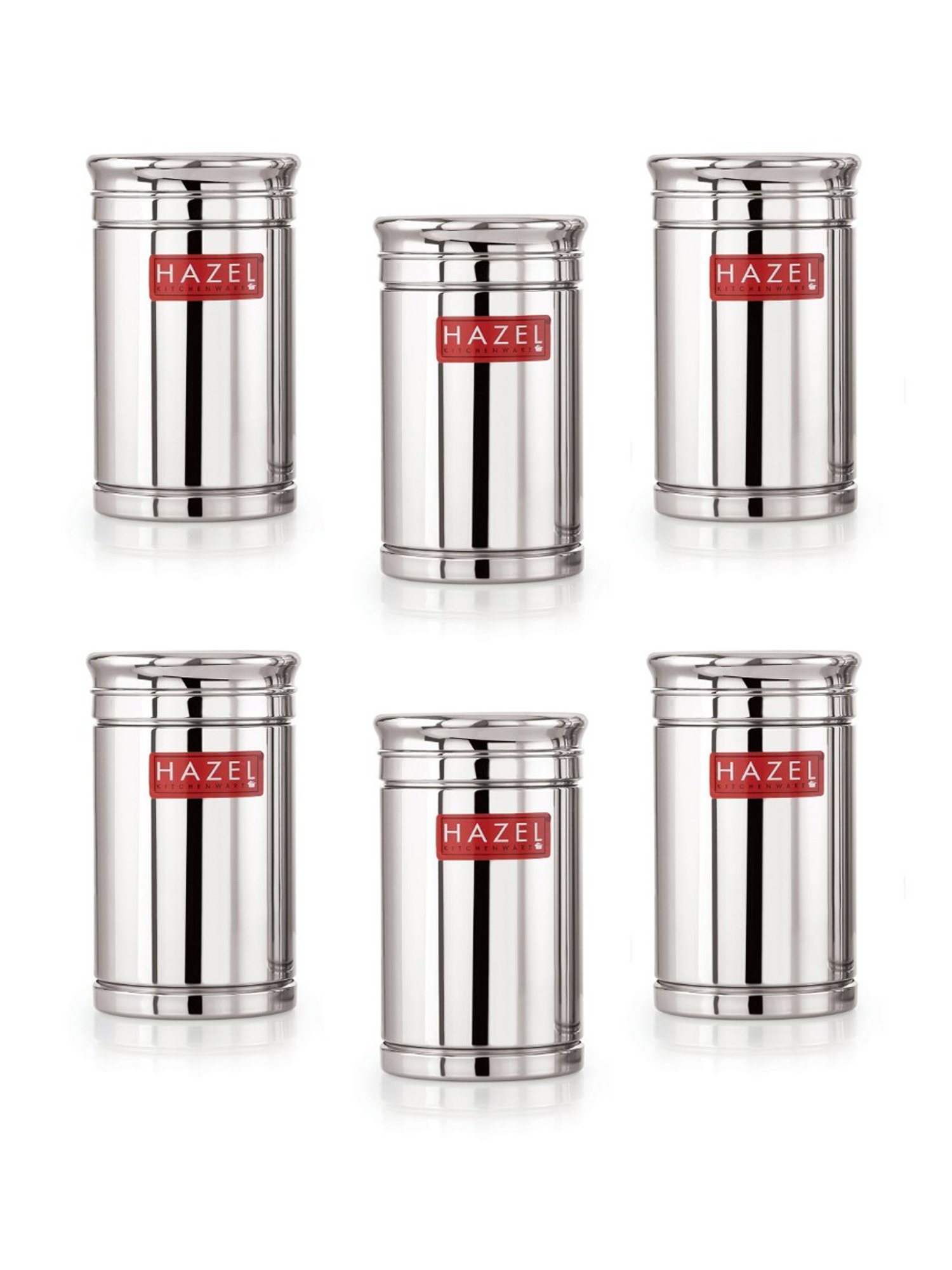 HAZEL Silver Stainless Steel Containers - Set of 6 (0.8L)