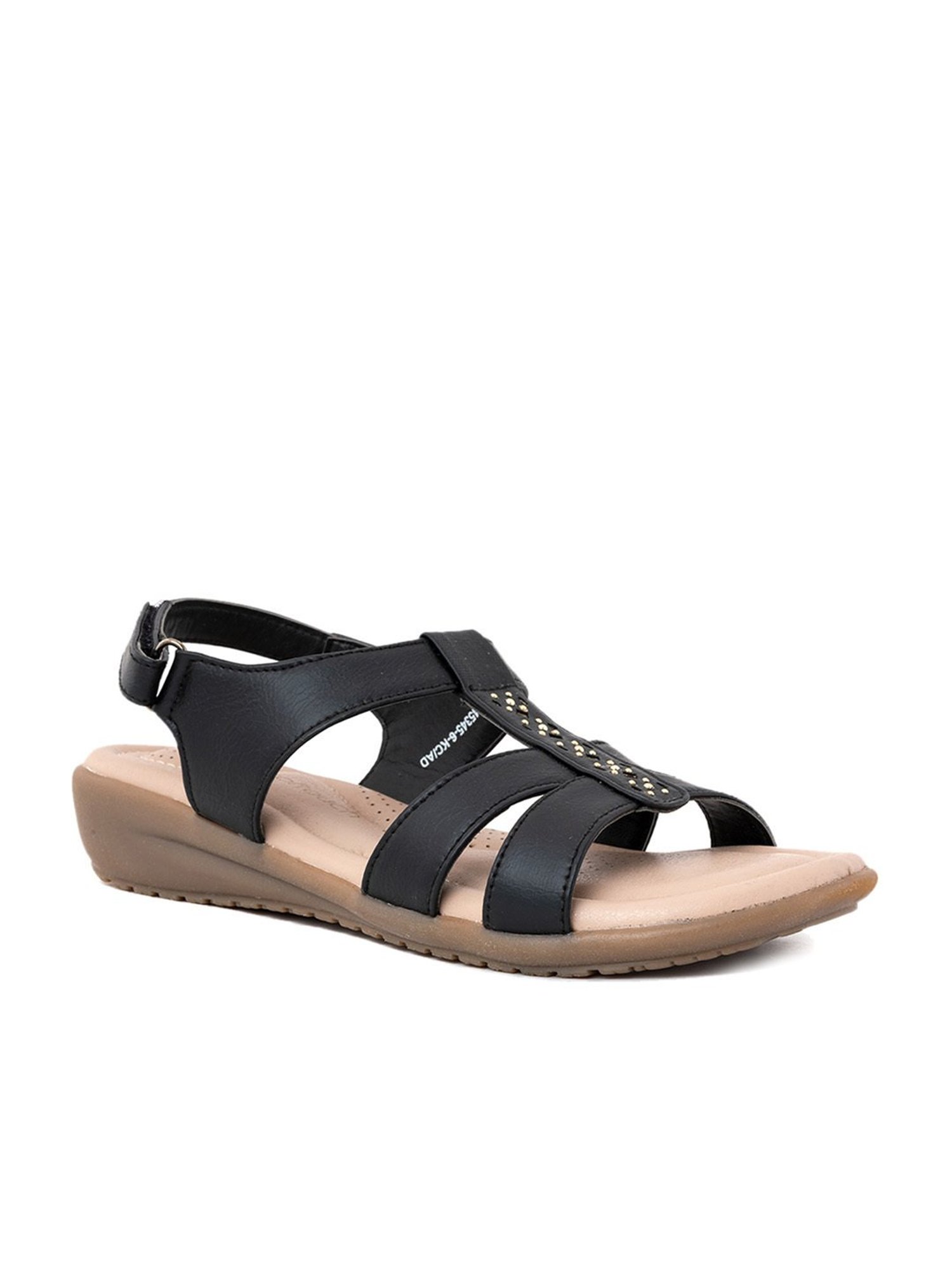 Softouch by Khadims Women's Black Back Strap Wedges