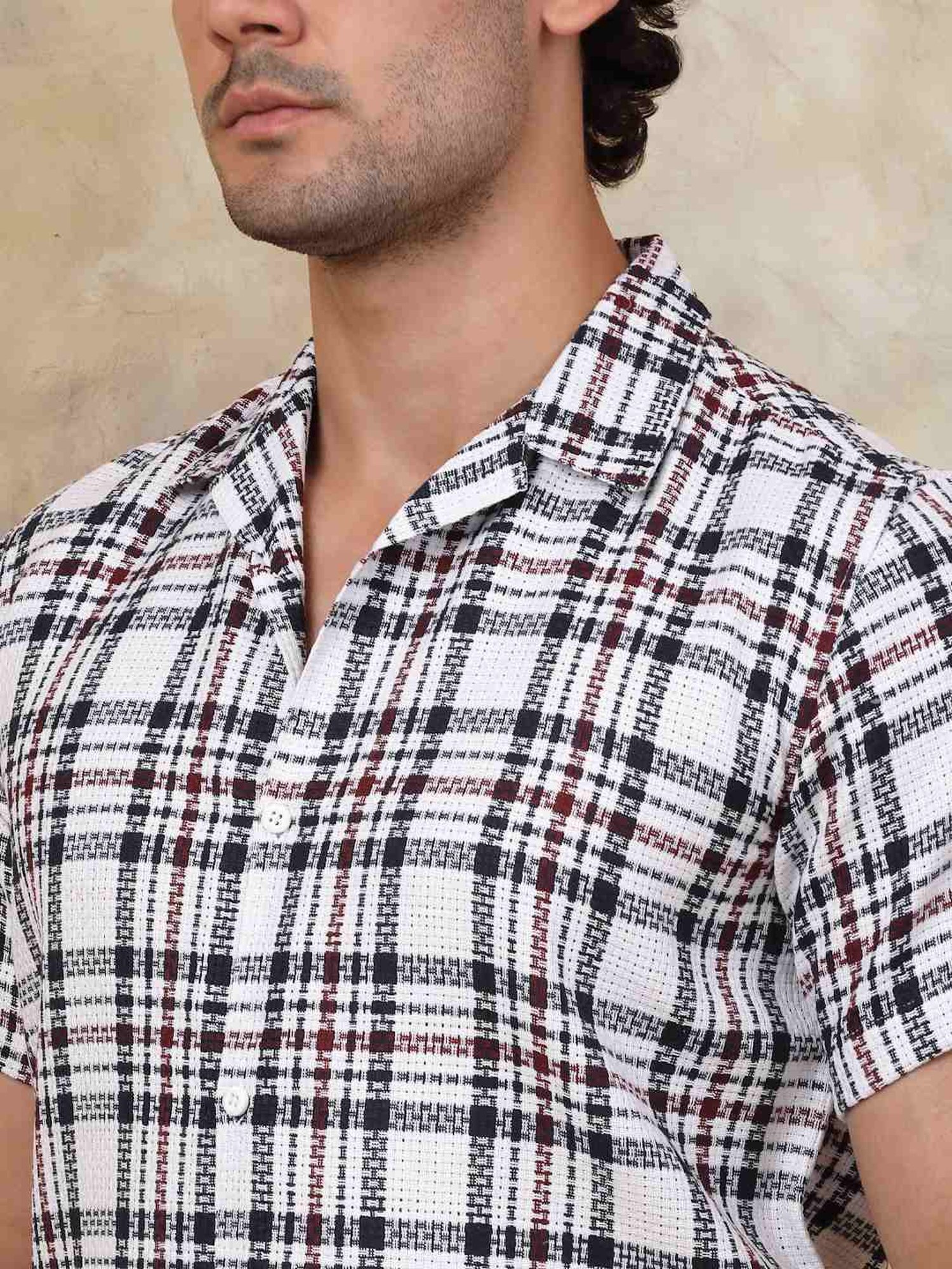 Indian Needle Grey Ragular Fit Checks Shirt